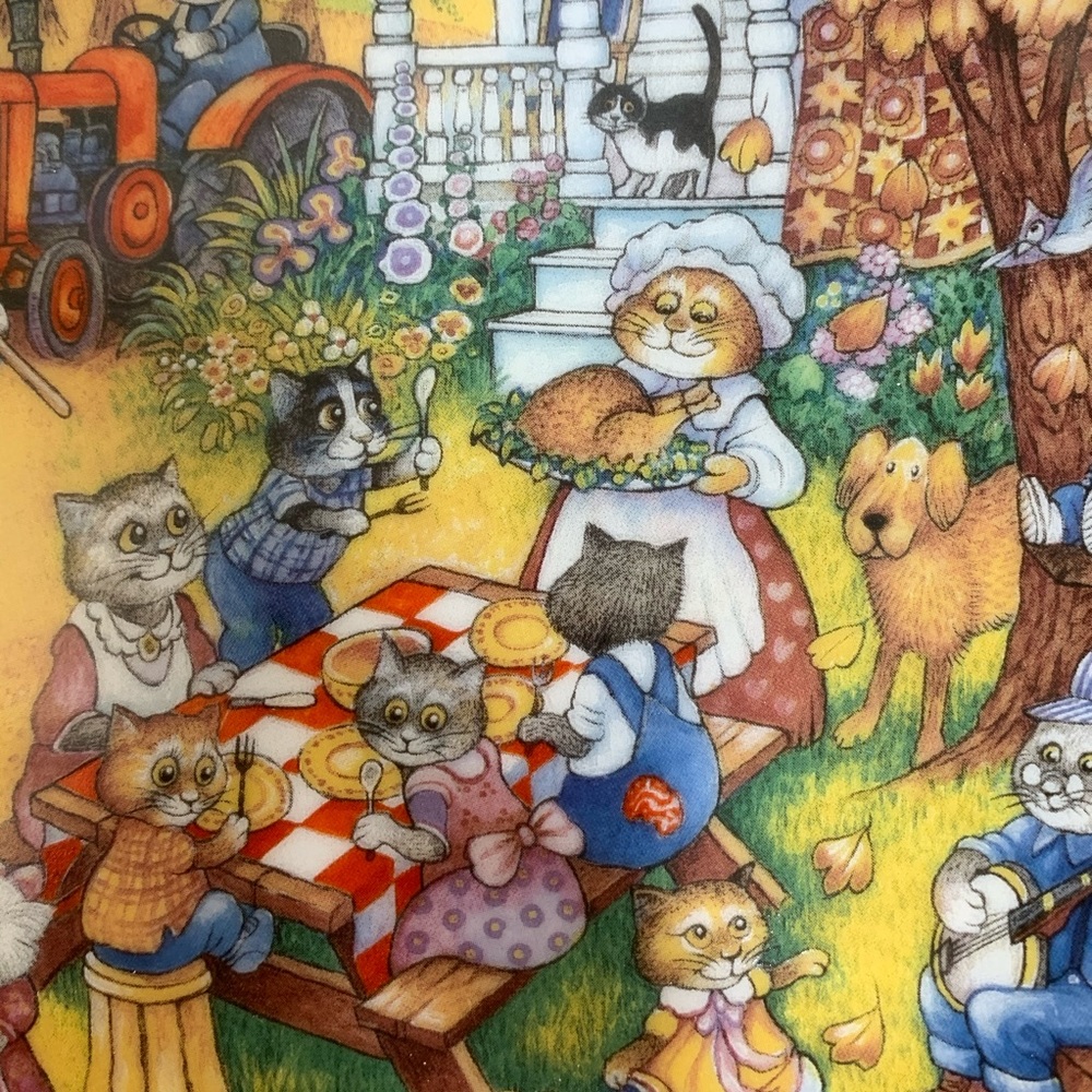 Thanksgiving Turkey Kitty Cats Plate: A PURRFECT FEAST Franklin Mint 8 “